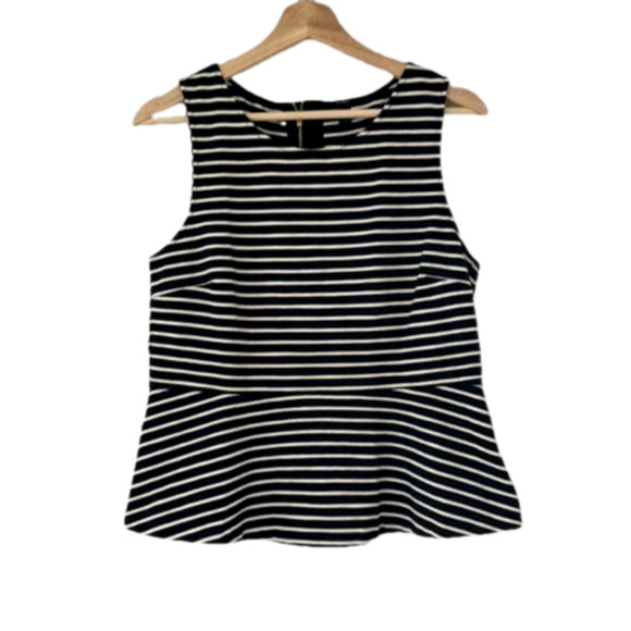 J. CREW Ponte Peplum Top in Stripe Black and White Size Small - Picture 1 of 8